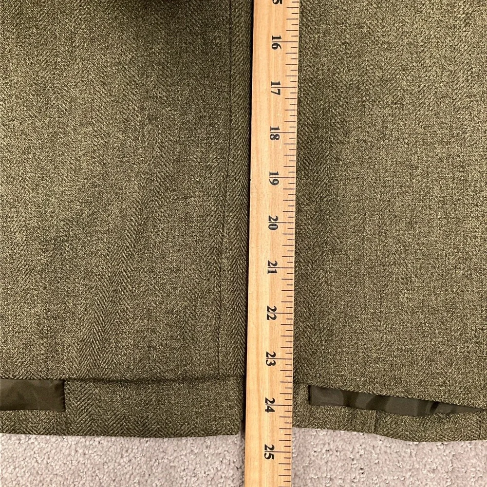 Le Suit Skirt Set Women 14 Olive Green Herringbone‎ Minimalist Career Structured